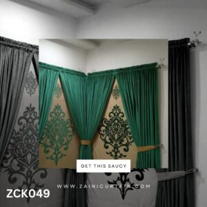 Emerald Green & Cream Curtain Blinds For Double Windows