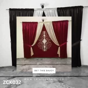 Cream & Red Double Curtain Blind