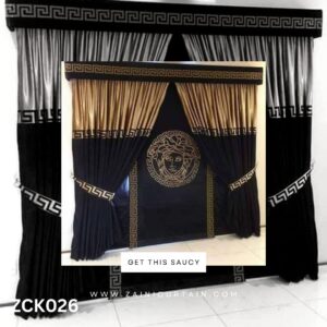 Black and Brown Colour Versace Curtain & Blinds Set