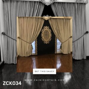 Best Black and Golden Colour Floral Curtain and Blind Set