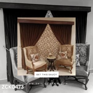 Velvet Brown Colour Theme Curtain and Blind set