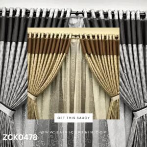 Net Blind with Brown Velvet Curtains