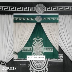 Emerald Green & Off White Curtains & Blinds With Beautiful Valance