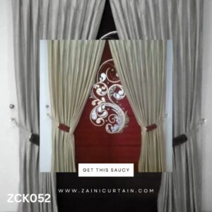 Outstanding Maroon & White Curtain Blinds With Center Bunch