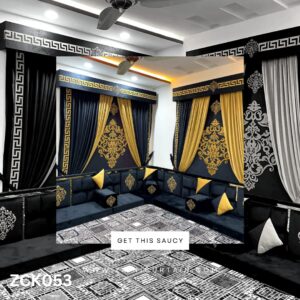 Outstanding Black & Cream Blackout Curtain Design With Center Bunch On Blinds