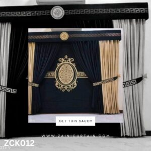 Golden & Black Curtains With Black Blinds