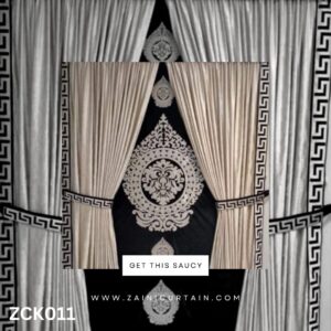 Beautiful Black And Grey Colour Double Curtain and Blind Set