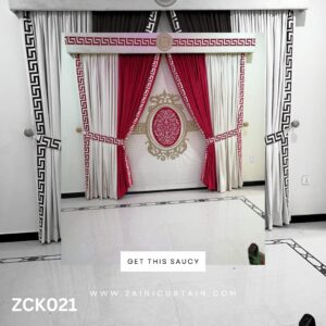 Red Rose Curtains & White Blinds