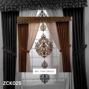 Embroidered Sheer Blinds With Light & Dark Brown Curtains