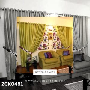 Green Curtains & Blinds With Beautiful Flower Design