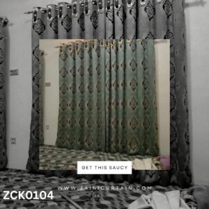 Sea Green Jacquard Grommet Curtains