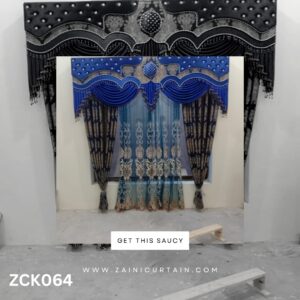 Elegant Blue Pelmet & Curtains