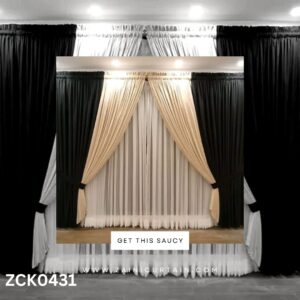 Black Cream Curtain and White Shefoon Curtain Set