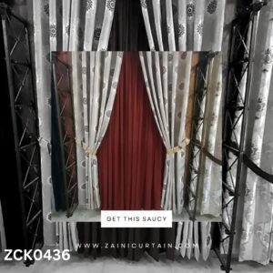 Jeffery Pattern With Plain Maroon Curtains and Blind