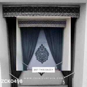 Dazzled Blue with Flower Bunch Curtain Blind Set