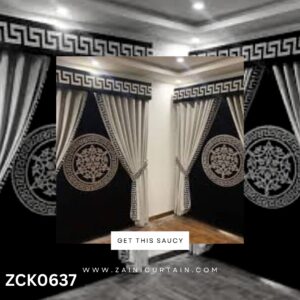 Black & Silver Theme Round Stamp Curtains Blind