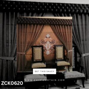 Brownish with Diamond header Curtains and Blind Set