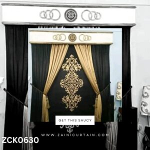 Black and Golden Theme 3 Tall  bunch Curtain and Blind Set