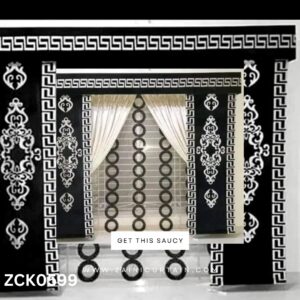 Black and Cream Theme Ring style Curtain and Blind Set