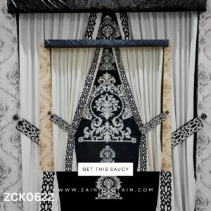 Black and Silver Theme with Full bunch curtains & Blind Set