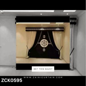 Black Theme with Bold Stamp Curtains and Blind Set