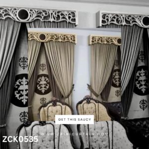 Half Cream Golden Jafferi Style Header  Curtain Blind