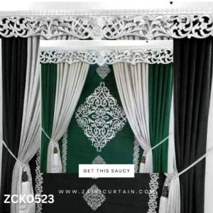 Green & White Theme Curtain Blind
