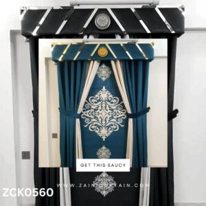 Sea green theme with gold platted Curtain Blind