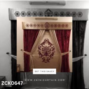 Rose Red & Golden Theme Curtain Blind