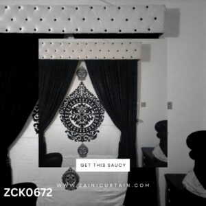 White & Black Flower Bunch Curtain Blind