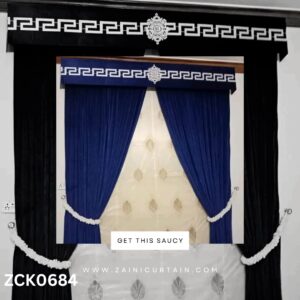 Plain Blue with print style Curtain Blind