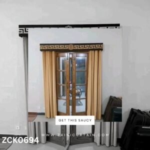 Plain Cream Brown Curtain Blind Set