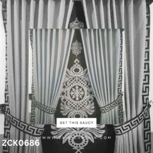 Silver Greyish with flower Curtain Blind