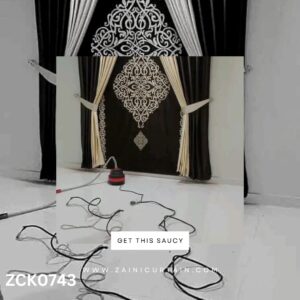 Silver and white theme center rounded bunch curtains