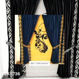 Royal Blue with Rod Yellow Theme Curtain Blind