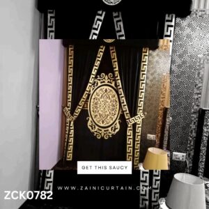 Attractive Black Theme with Golden Touch Curtain Blind