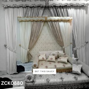 Glossy White with  messy white Curtain Blind