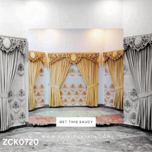 Full Golden Theme with White background Curtain Blind