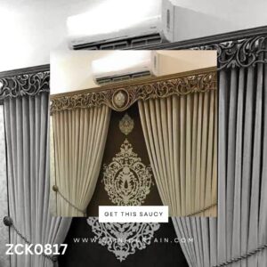 Dark Black with Golden Design Curtain Blind