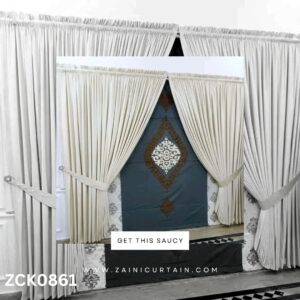 White Theme with brown n white bunch Curtain Blind