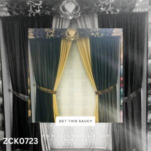 Beautiful Black and Yellow Colour Curtains and Blind Set