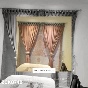 Rose Pink Theme Curtain & Blind Set