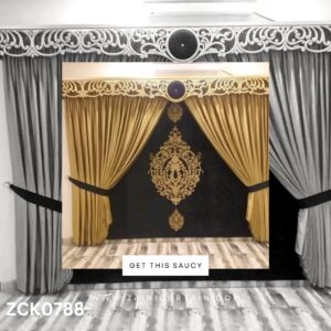 Golden Header with Dark Black theme Curtain and Blind set