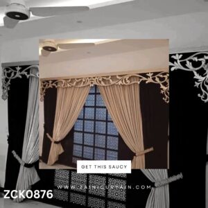 Golden Jafferi Black Theme Curtains and Blind set