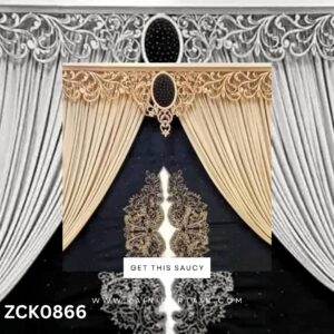 Pearl Blue background with golden theme Curtain Blind