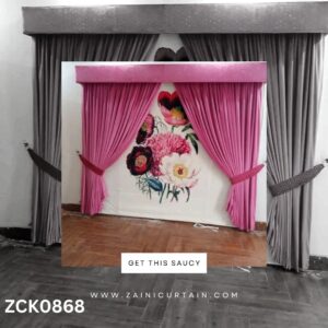 Pure Pink Theme with Printed Flower Curtain Blind