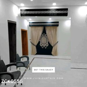 Black and Beige Theme Center Round Bunch Curtain and Blind