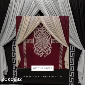 Maroon and White Bunch Curtains & Blind