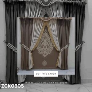 Dhaani Brown with Dodge Style Bunch Curtain Blind