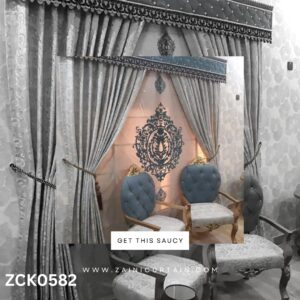 Silver Theme with Seagreen bunch Curtain Blind